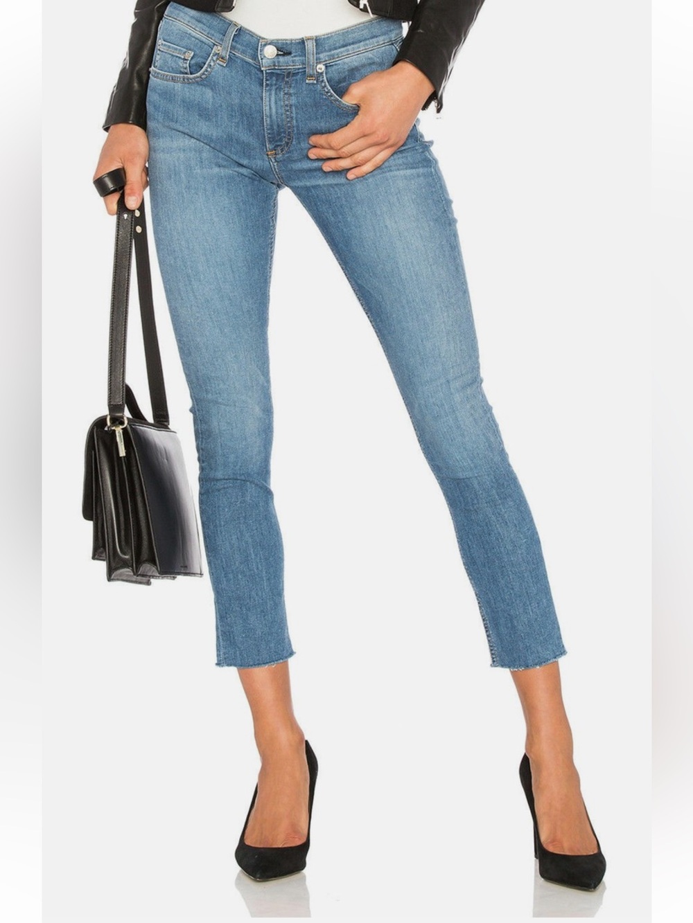 rag & bone Ankle Skinny Jean with Frayed Hem in Lucky Rouge